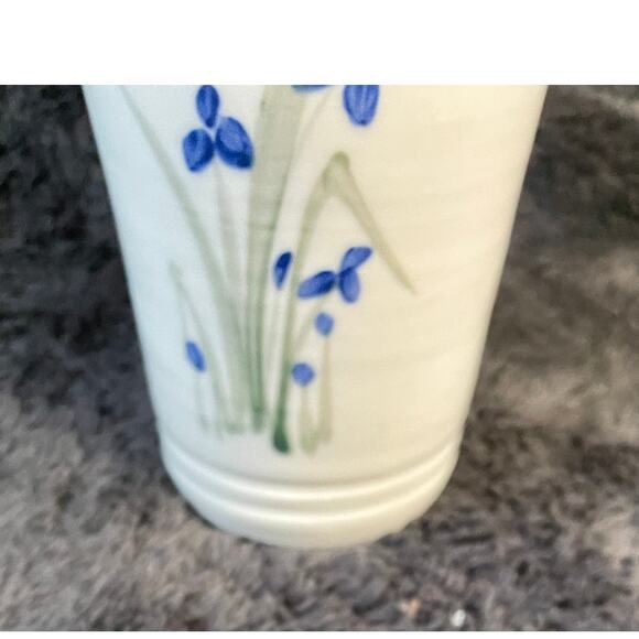 Studio Art Earthenware Pitcher Signed Blue Iris - Picture 2 of 4